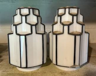 Pair of Art Deco-style skyscraper glass shades