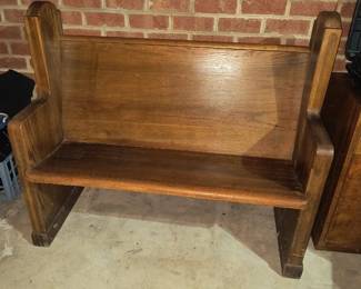 Early Oak Deacon's Bench 