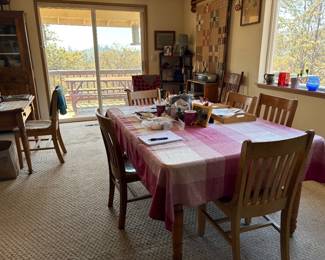 Dinning table with school house chairs