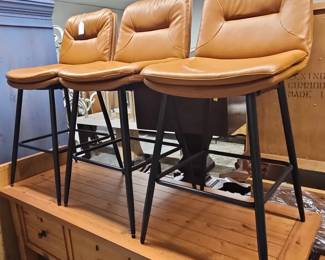 OrangeOne DAHLIAH Faux Leather Bar Stools (set of 3)
