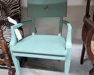 Painted Wood Armchair with Diamond Cutout