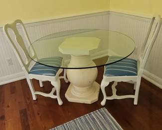 French Provincial Style Pedestal Bistro Table and Ladder Back Chairs Set