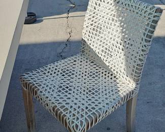 Concrete and Woven Resin Outdoor Dining Set
