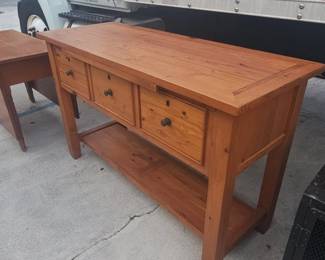 Pier One Imports Rustic Pine Console Table with Pull Out Surface