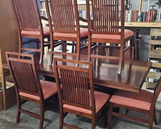 Mission Style Dining Table with Six Chairs