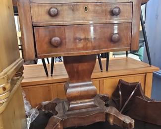Antique Biedermeier Style Walnut Work Table