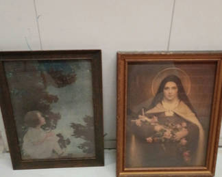 Lot 15: Antique religious art and wall decor 