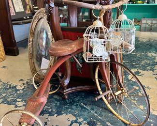 Vintage Bicycle, Plant Stand, Bird Cages