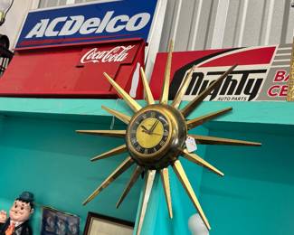 signs, retro clock, car wall art, coca cola