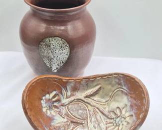122 ArtisanPotteryHandSpun9RolstadVaseDecorativeFloralDish