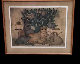 130 1980sIntheForestoftheNightCarolJablonskySignedLithograph
