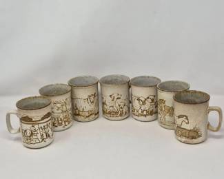128 SetofSevenVintageDunoonPotteryMugs