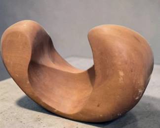161 HandCarvedMidCenturyWoodenCrescentSculpture