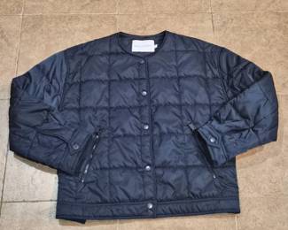 62 RebeccaMinkoffQuiltedNavyBlueSnapFrontJacketSizeM