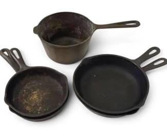 Cast Iron Skillets And Pot