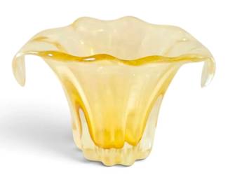 Vintage Murano For Teleflora Amber Citrine Art Glass Vase