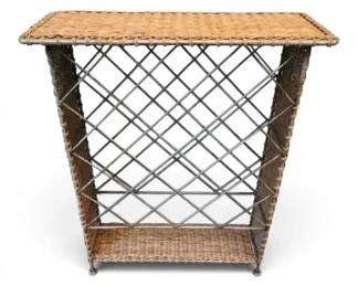 Wicker Metal 31 Wine Rack Console Table