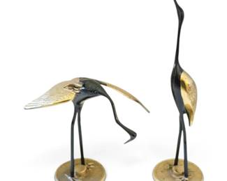 MidCentury Brass Black Enamel Cranes