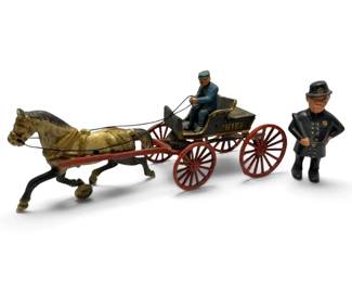 Antique Iron Horse Carriage Police Officer Bank