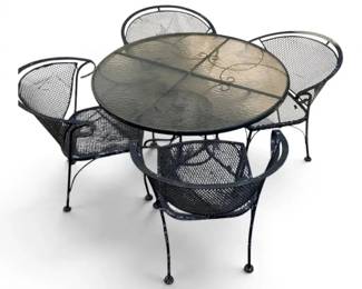 GlassTop Iron Patio Table With Chairs