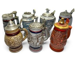 Avon Ceramic Steins Firefighters, Racing Car, Ships, More