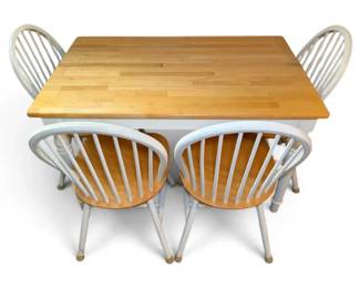 Blonde Wood Table Painted White Accents W Chairs