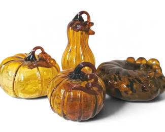 Amber Art Glass Pumpkins