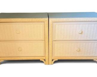 Henry Link White Wicker 2Drawer Night Stands