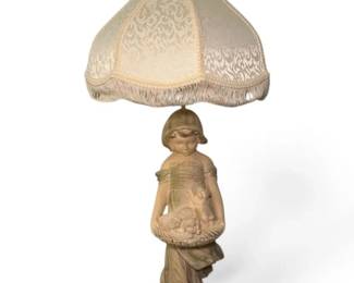 Girl W Puppies Provincial Style Figure Lamp