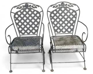 Wrought Iron Garden Chairs with Floral Detailing