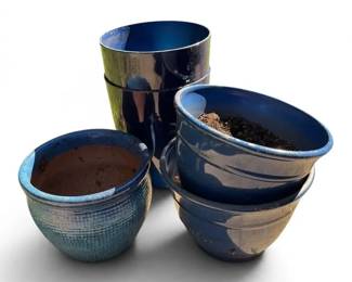 Deep Blue Ceramic Pots More 14 Diam.
