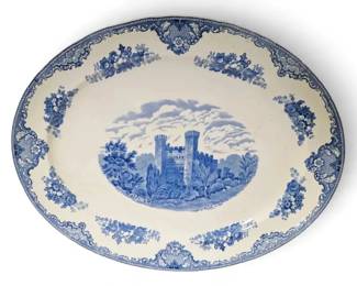 Johnson Bros. England Old Britain Castles 19.75 Blue White Platter