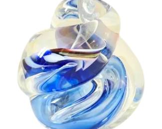 Blue Swirl Art Glass Paperweight