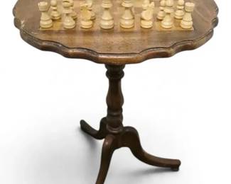 Wood Chess Table With Wood Chess Set