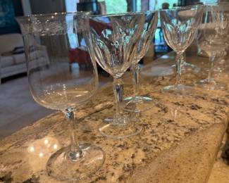 Elegant clear glass stemware and wine glasses | Wildflower Lane Estate Sales | Sugar Land, TX