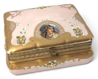 Vintage Hand Painted Trinket Box