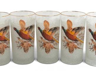 Pheasant Frosted Vintage Glasses