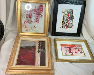 Lot 50: 4 Mixed Media Wall Art By Anne Schneider