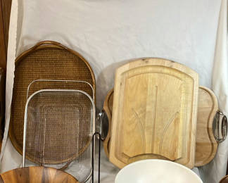 Lot 73: Assorted Serving Trays, Bowls, and Kitchen Accessories