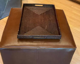 Lot 3: Squre Leather Ottoman/table