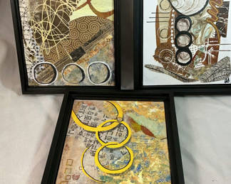 Lot 47: 4 Mixed Media Wall Art By Anne Schneider