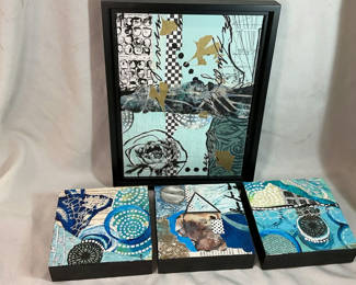 Lot 46: 5 Mixed Media Wall Art By Anne Schneider