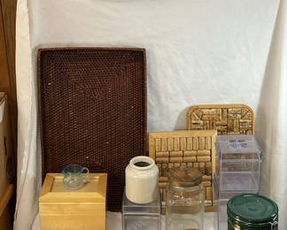 Lot 74: Assorted Decorative Trays, Containers, and Tableware
