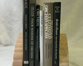Lot 27: Stone Fan-Shaped Bookends, Books on Orchids