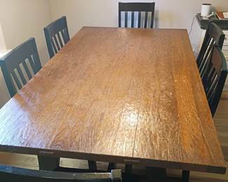 Wooden dining table and six chairs