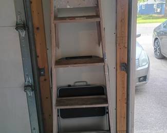 Aluminum and wooden stepladders