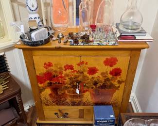 Carafe's and kitchen cabinet