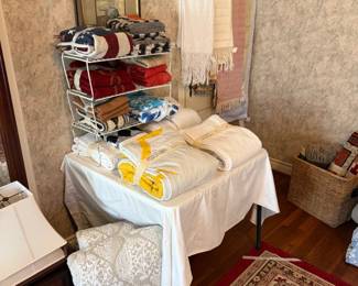 Linens in the downstairs bedroom