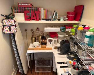 Cookbooks and laundry supplies
