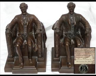 Lincoln Bookends; Jennings Bros. Manufacturing Co